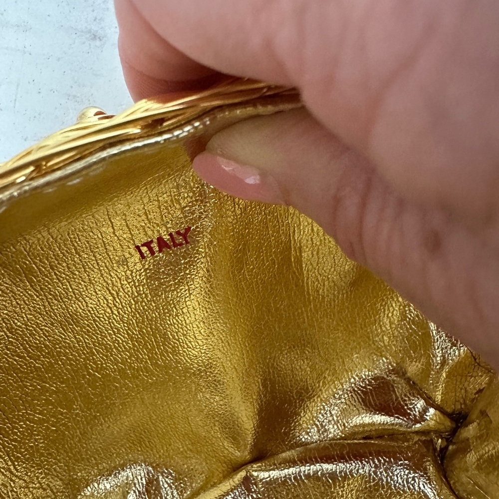 RARE Vintage Rodo Woven Metallic Gold Clutch/Crossbody Bag - Picture 7 of 7